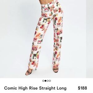 Reformation High Rise Straight Long Comic Print Jean